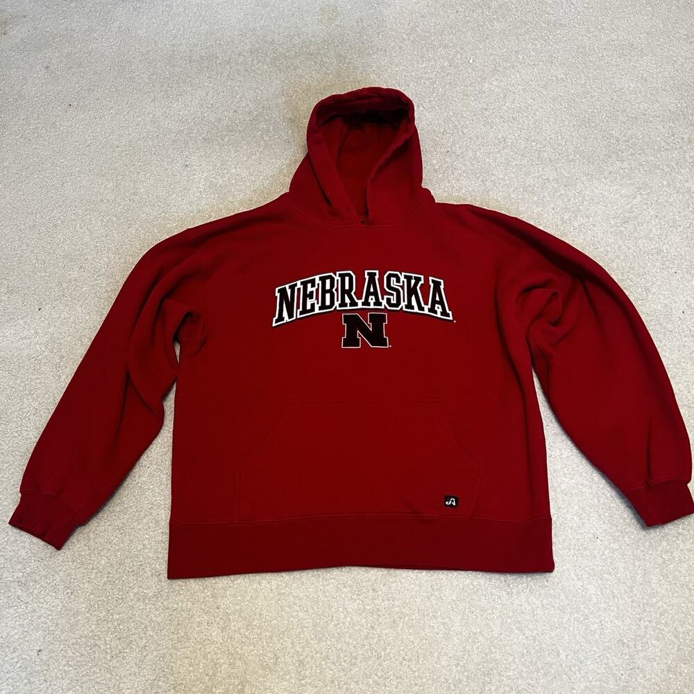 Vintage J America University of Nebraska Cornhuskers Hoodie Sweatshirt Red Large
